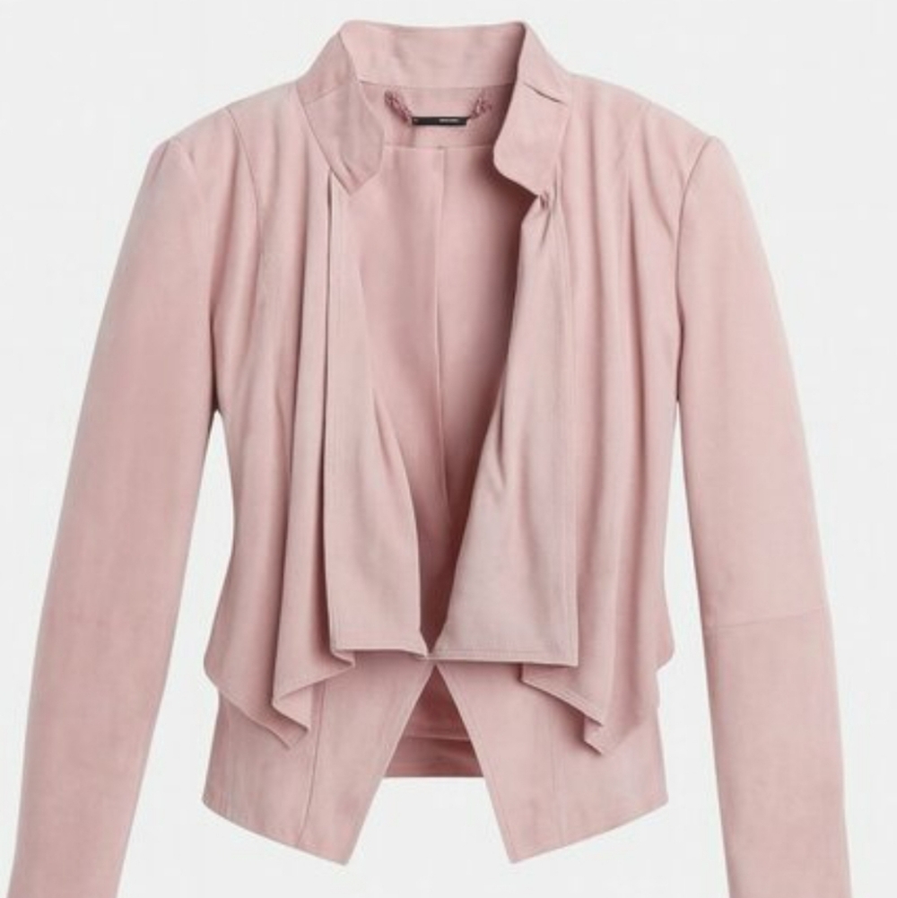 Soft blush pink genuine suede White House Black Market Draped Suede Leather S - Picture 3 of 10